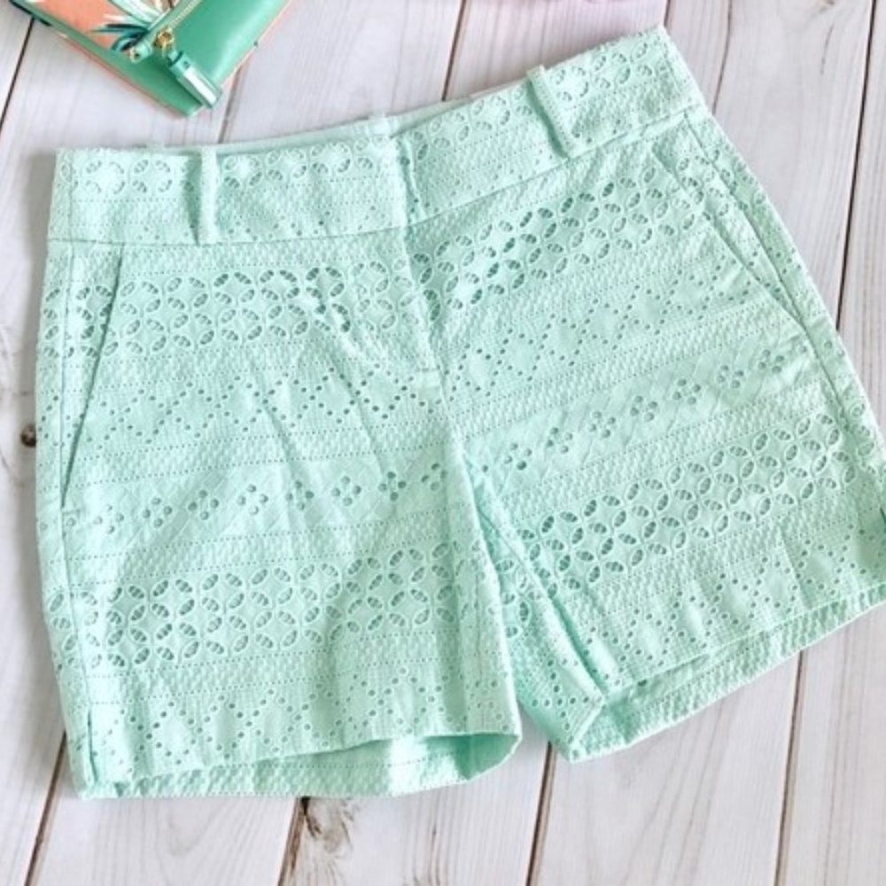 Loft Riviera Eyelet Shorts, Mint Green, Size 00